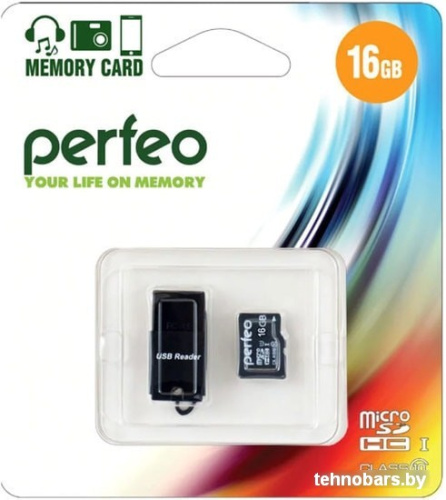 Карта памяти Perfeo microSDHC PF16GMCSH10CR 16GB (с кардридером) фото 3