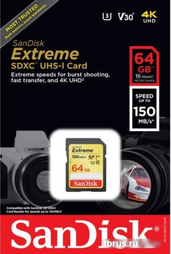 Карта памяти SanDisk Extreme SDXC SDSDXV6-064G-GNCIN 64GB фото 6