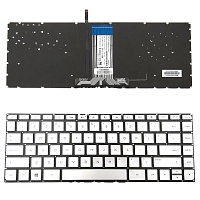 Клавиатура для ноутбука HP 14-AB серебристая с подсветкой