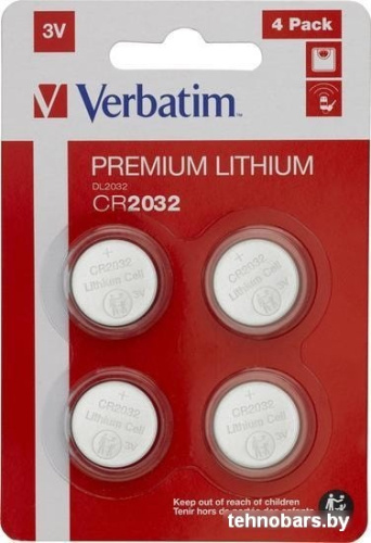 Батарейки Verbatim CR2032 Verbatim литиевая блистер 4 шт. 49533 фото 3