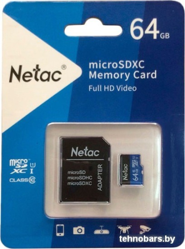 Карта памяти Netac P500 Standard 64GB NT02P500STN-064G-R + адаптер фото 4
