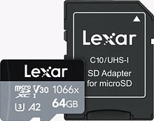 Карта памяти Lexar microSDXC LMS1066064G-BNANG 64GB (с адаптером)