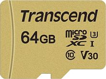 Карта памяти Transcend microSDXC 500S 64GB + адаптер