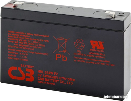 Аккумулятор для ИБП CSB HRL634W F2 (6В/9 А·ч) фото 3