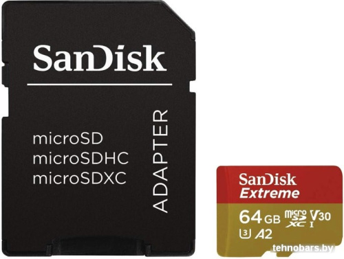 Карта памяти SanDisk Extreme microSDXC SDSQXA2-064G-GN6AA 64GB (с адаптером) фото 3