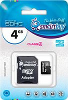 Карта памяти Smart Buy microSDHC (Class 4) 4 Гб + SD адаптер (SB4GBSDCL4-01)