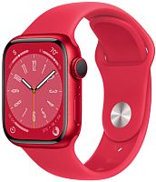 Умные часы Apple Watch Series 8 41 мм (алюминиевый корпус, красный/красный, спортивный силиконовый ремешок)