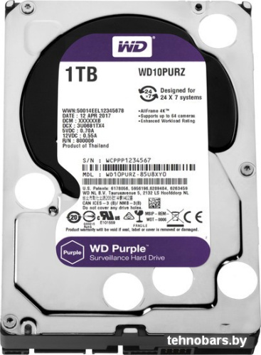 Жесткий диск WD Purple 1TB [WD10PURZ] фото 3