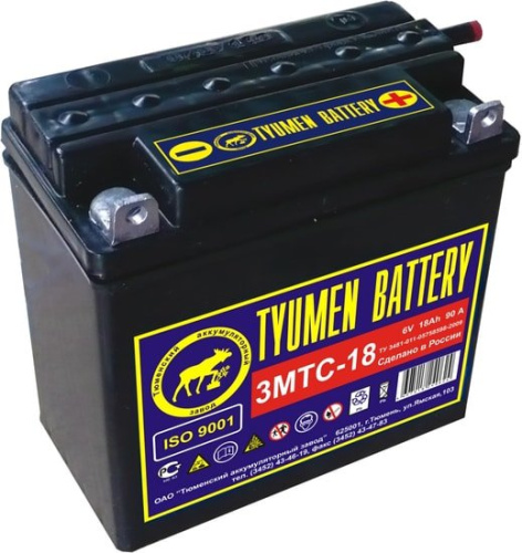 Мотоциклетный аккумулятор Tyumen Battery Лидер 3МТС-18 (18 А·ч)