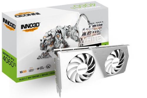 Видеокарта Inno3D GeForce RTX 4060 Ti 16GB Twin X2 OC White N406T2-16D6X-178055W фото 4