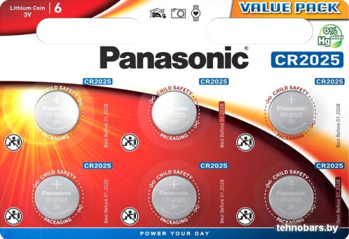 Батарейки Panasonic CR2025 6 шт. CR-2025EL/6B фото 3