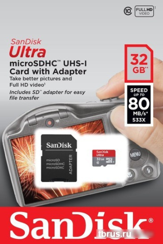 SanDisk Ultra microSDHC (Class 10) + адаптер 32GB (SDSQUNC-032G-GN6IA) фото 4