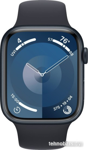 Умные часы Apple Watch Series 9 45 мм (алюминиевый корпус, полуночный/полуночный, спортивный силиконовый ремешок M/L) фото 4