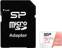 Карта памяти Silicon-Power Superior A1 microSDXC SP064GBSTXDV3V20SP 64GB (с адаптером)