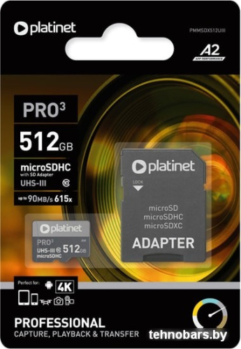 Карта памяти Platinet Pro 3 microSDXC PMMSDX512UIII 512GB + адаптер фото 4