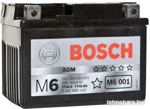 Мотоциклетный аккумулятор Bosch M6 YT4L-4/YT4L-BS 503 014 003 (3 А/ч) фото 3