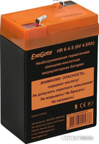 Аккумулятор для ИБП ExeGate HR 6-4.5 (6В, 4.5 А·ч) фото 3
