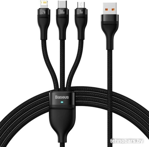 Кабель Baseus CASS030001 USB-A - USB-C, microUSB, Lightning (1.2 м, черный) фото 3