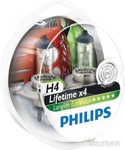 Галогенная лампа Philips H4 LongLife EcoVision 2шт [12342LLECOS2] фото 3