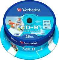 CD-R диск Verbatim AZO Printable 700Mb 52x 43439 (CakeBox, 25 шт.)