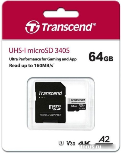 Карта памяти Transcend microSDXC 340S 64GB (с адаптером) фото 5