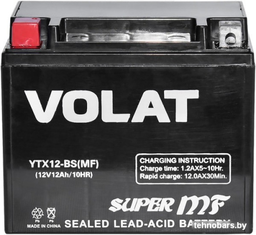 Мотоциклетный аккумулятор VOLAT YTX12-BS (12 А·ч) фото 4