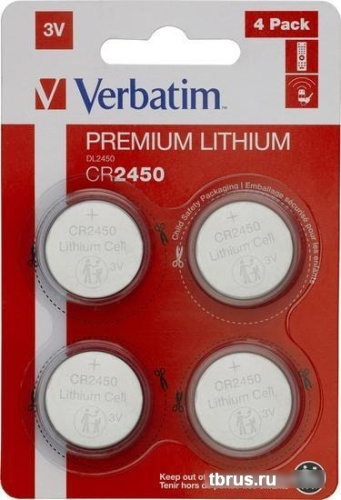 Батарейки Verbatim CR2450 Verbatim литиевая блистер 4 шт. 49535 фото 3
