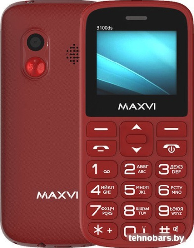 Кнопочный телефон Maxvi B100ds (винный красный) фото 3