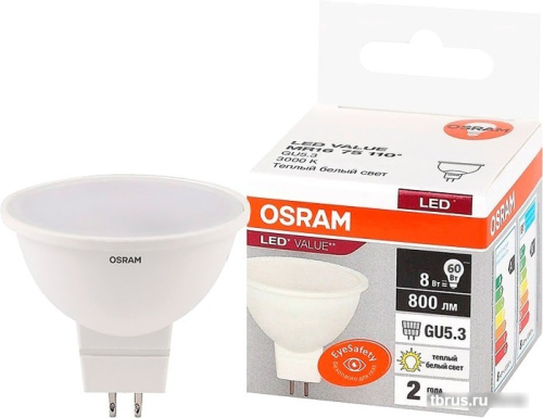Светодиодная лампа Osram LV MR1675 10 SW/830 230V GU5.3 10X1 RU фото 4