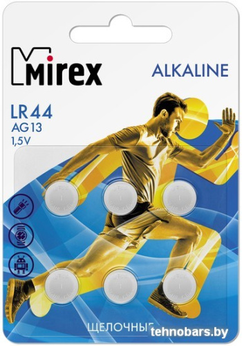 Батарейка Mirex LR44 (AG13) блистер 6 шт. 23702-LR44-E6 фото 3