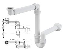 Сифон для умывальника экономящий пространство c накидной гайкой 5/4, Alcaplast (A434)