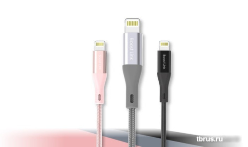 Кабель Silicon-Power Boost Link Nylon USB Type-A - Lightning (1 м, розовый) фото 5