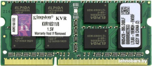 Оперативная память Kingston ValueRAM 8GB DDR3 SO-DIMM PC3-12800 (KVR16S11/8) фото 3
