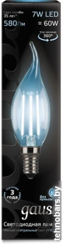 Светодиодная лампа Gauss LED Filament Candle tailed E14 7 Вт 4100 К 104801207 фото 4