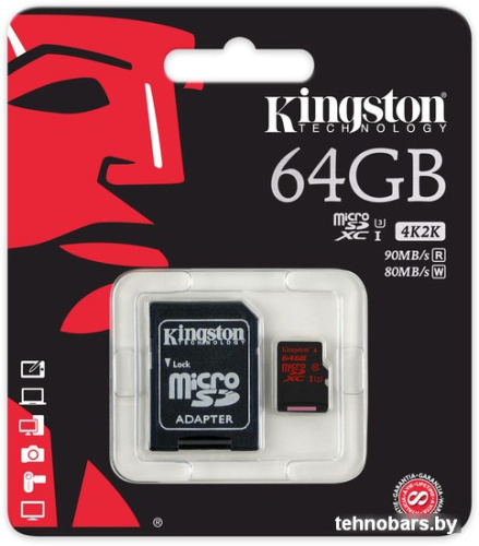 Карта памяти Kingston microSDXC UHS-I U3 (Class 10) 64GB (SDCA3/64GB) фото 4
