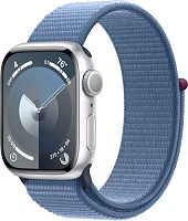 Умные часы Apple Watch Series 9 41 мм (алюминиевый корпус, серебристый/зимний синий, нейлоновый ремешок)