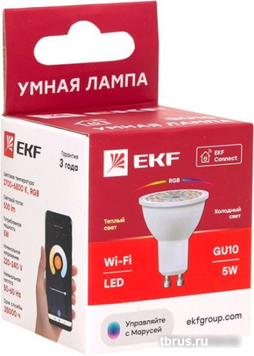 Светодиодная лампочка EKF GU10 Connect 5W WIFI RGBW фото 6