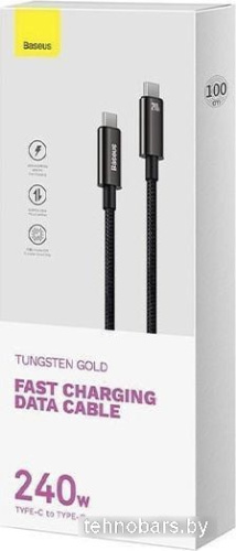 Кабель Baseus Tungsten Gold Fast Charging Data Cable USB Type-C - USB Type-C (1 м, черный) фото 5