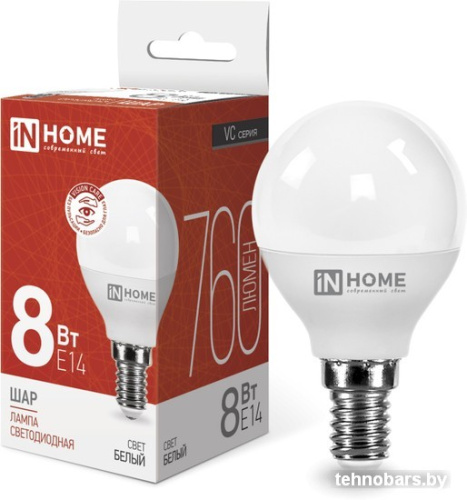 Светодиодная лампочка In Home LED-Шар-VC 8Вт 230В Е14 4000К 760Лм 4690612020556 фото 3