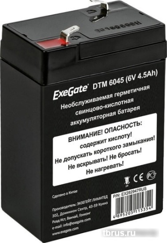 Аккумулятор для ИБП ExeGate DTM 6045 (6В, 4.5 А·ч) фото 3