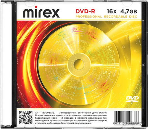 DVD-R диск Mirex 4.7Gb 16x UL130003A1S (1 шт.) фото 3