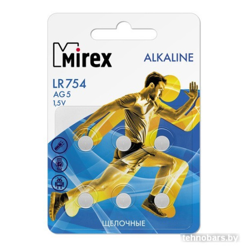 Mirex AG5 / LR754  1.5V  6 шт блистер 23702-LR754-E6 фото 3