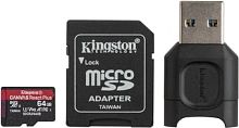 Карта памяти Kingston Canvas React Plus microSDXC 64GB (с адаптером и кардридером)