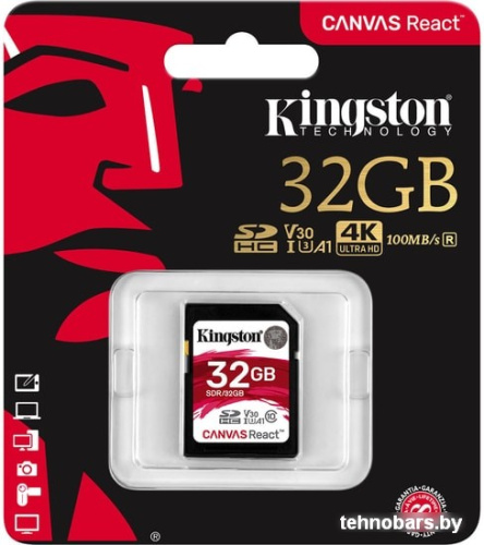 Карта памяти Kingston Canvas React SDR/32GB SDHC 32GB фото 5
