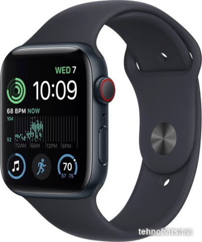 Умные часы Apple Watch SE 2 44 мм (алюминиевый корпус, полуночный/полуночный, спортивный силиконовый ремешок M/L) фото 3