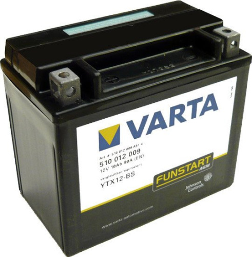 Мотоциклетный аккумулятор Varta Funstart AGM YTX12-BS 510 012 009 (10 А/ч) фото 4