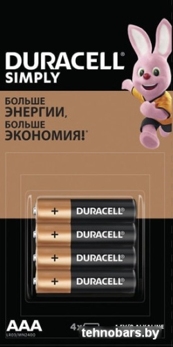 Батарейки DURACELL Simply AAA LR03 4 шт. фото 3