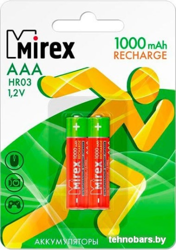 Аккумуляторы Mirex AAA 1000mAh 2 шт HR03-10-E2 фото 3