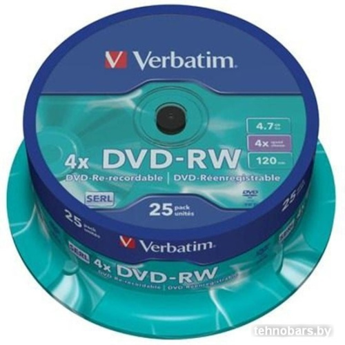 DVD+RW диск Verbatim 4.7Gb 4x Verbatim DLP Silver по 25 шт. CakeBox 43639 фото 3