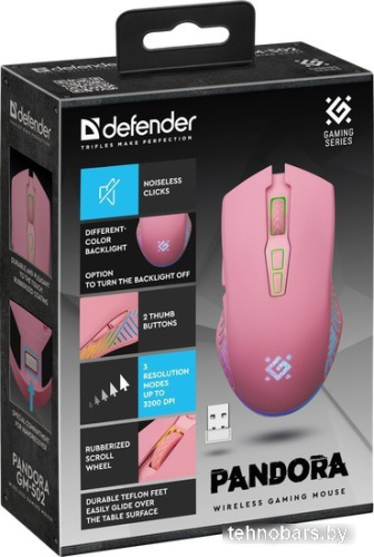 Игровая мышь Defender Pandora GM-502 (розовый) фото 5